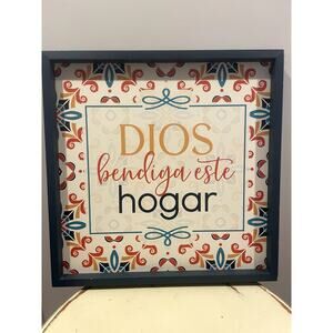 Blessing in Spanish Dios Bendiga Este Hogar Wooden Framed Wall Art
